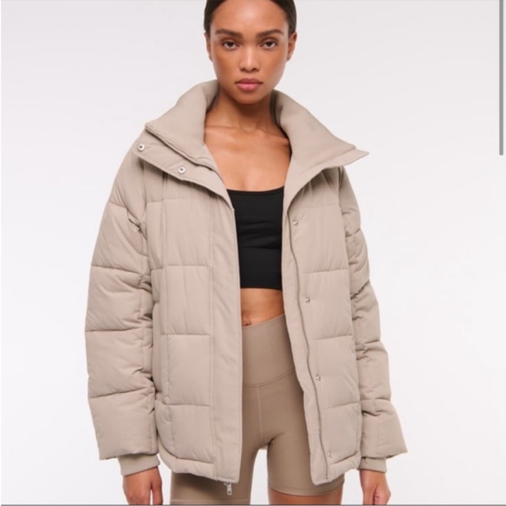 Abercrombie & Fitch Beige Puffer Jacket - Picture 2 of 7